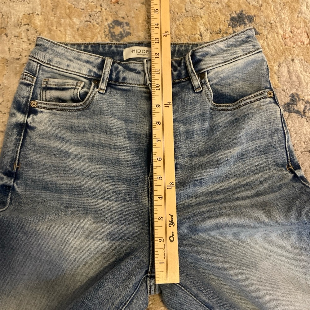 Hidden Los Angeles Jeans Womens 26 Raw Hem Stretch High Rise Light Wash Wide leg - Picture 6 of 13